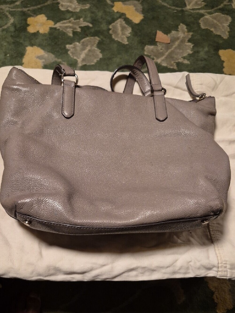 kate spade pebble leather embossed tote in taupe gray - Picture 5 of 9